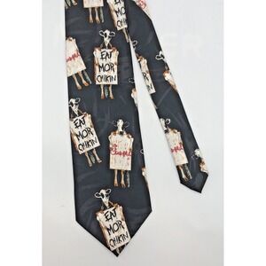 Chick-Fil-A Eat More Chikin Black Cows Signs Novelty 100% Silk Blade Necktie 59"